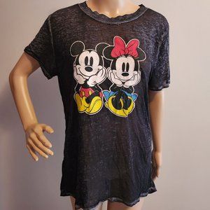 EUC Mickey and Minnie distressed top